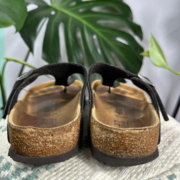 Birkenstock Gizeh Black Patent Birko Flor Thong Sandals Size 37 US 6 Regular Fit - Picture 3 of 10